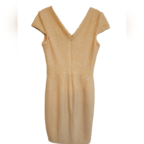 Dress The Population V-Neck Cap Sleeve Cream Sequin Zoe Dress S RARE - Picture 3 of 4